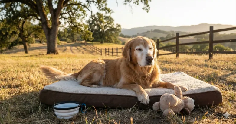 Senior Golden Retriever Countryside Play